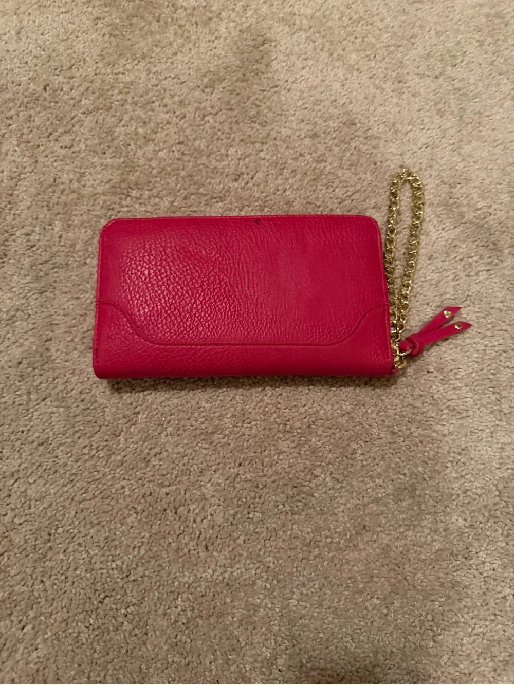 Olivia + Joy zip-around wristlet wallet pink textured faux leather gold hardware